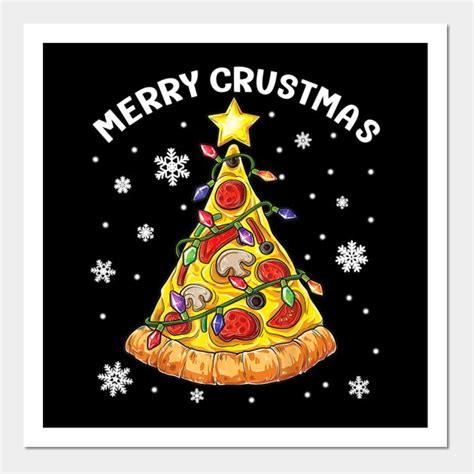 Merry Crustmas Pizza Christmas Tree By Icanvasarts Christmas Tree Poster Window Art Art Prints