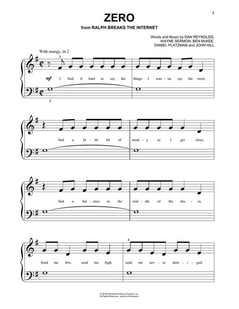 Imagine Dragons Zero From Ralph Breaks The Internet Sheet Music Notes