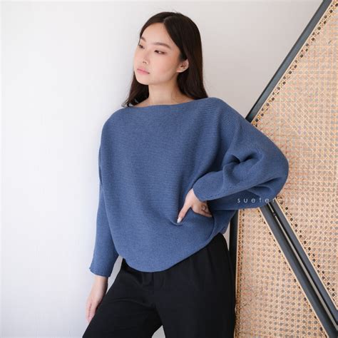 Jual Amber Batwing Knit Top Knit Top Wanita Oversize Sweater Knit