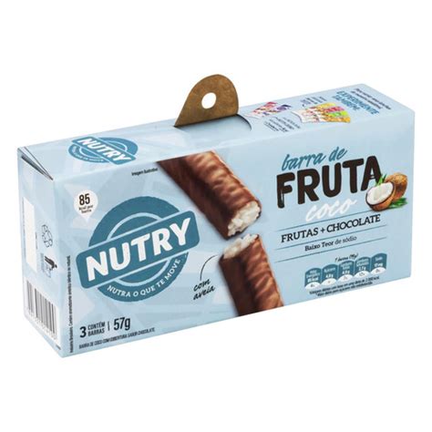 Pack Barra De Frutas Coco Cobertura Chocolate Nutry Caixa G