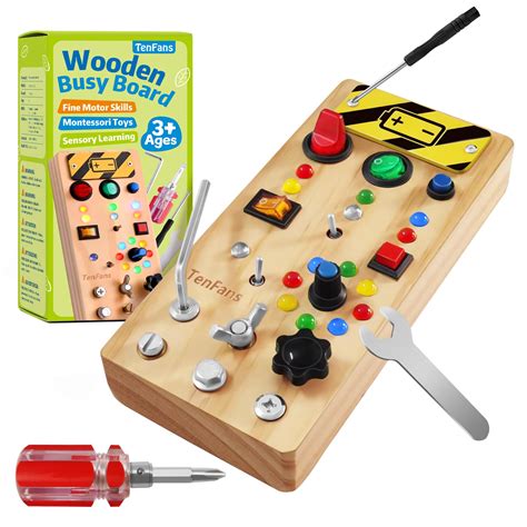 Buy Tenfans Wooden Montessori Busy Board With Led Light Switch And