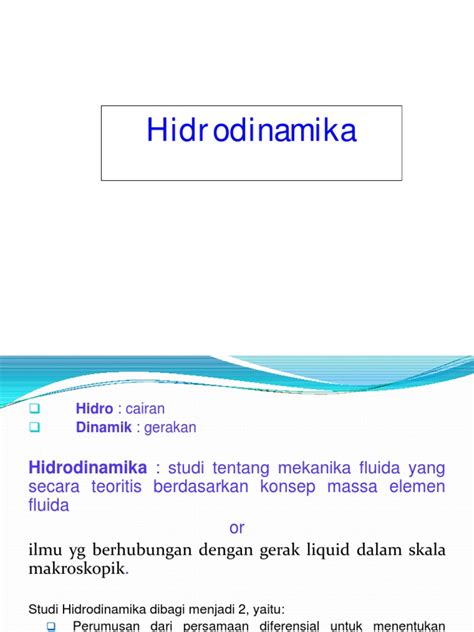 Konsep Dasar Hidrodinamika Pdf