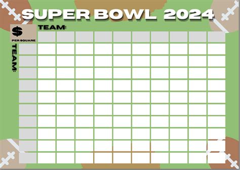 Super Bowl/ Football Squares Template - Etsy