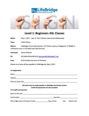 Fillable Online Lifebridgect Level Beginners Asl Classes