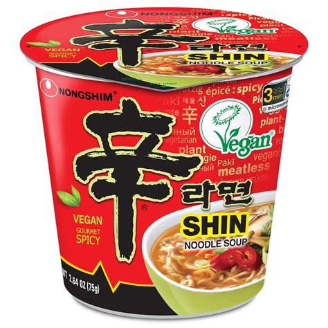 Nongshim Shin Ramyun Spicy Vegan Ramen Noodle Soup Cup 264oz X 6