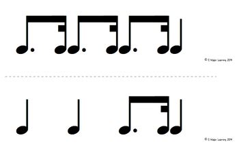 Rhythm Flashcards Tim Ka Dotted Eighth Sixteenth By C Major Learning