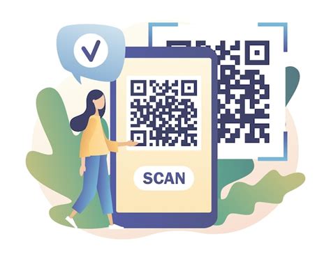 premium vector qr code scanning concept tiny girl scan code