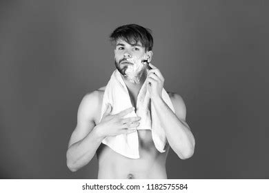 Skincare Man Bearded Macho Naked Torso Stock Photo 1182575584 Shutterstock