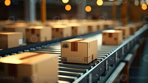 Closeup Of Multiple Cardboard Box Packages Seamlessly Moving Along A