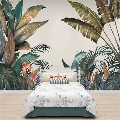 Custom Mural Wallpaper Tropical Plant Forest Banana Leaf Bvm Home