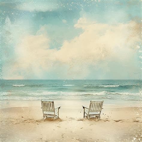 Premium Photo There Are Two Chairs Sitting On The Beach Facing The