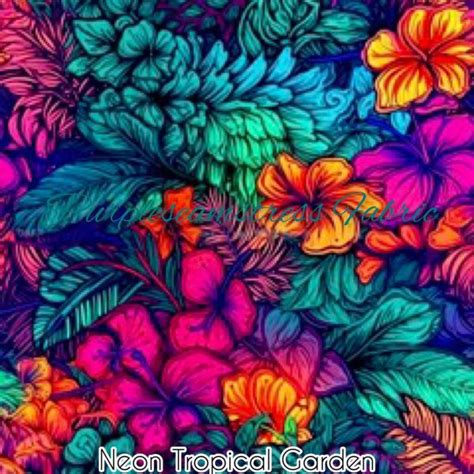 Neon Tropical Garden Purpleseamstress Fabric