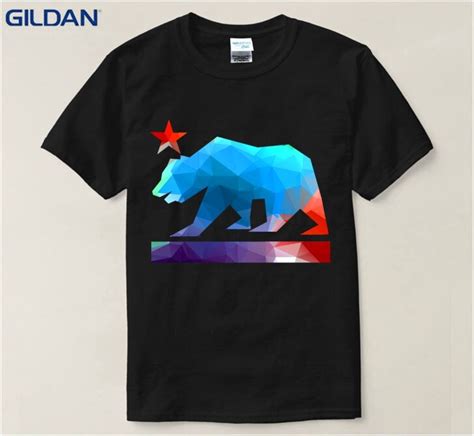 T engraçado Camisa Colorida Califórnia Urso Impresso Funny T Shirt