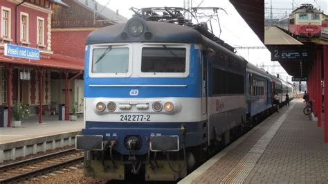 Czech Republic A Cd Local Passenger Train Leaves Veseli Nad Luznici