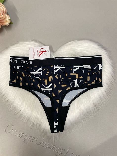 Women S Ck Waist Logo Print Calvin Klein One High Waist Thong Underwear