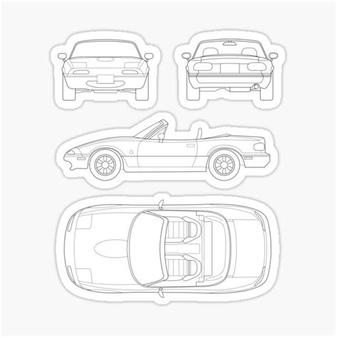 Mazda Mx Na Miata Blueprint Sticker For Sale By Demetr S Redbubble