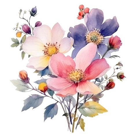 Premium AI Image There Are Many Flowers That Are Painted On A White