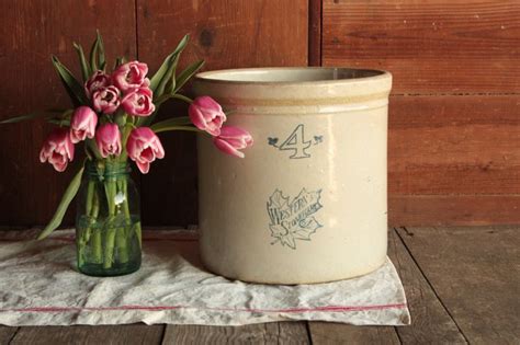 Vintage Stoneware Crock 4 Gallon Crock Antique Crock Etsy House