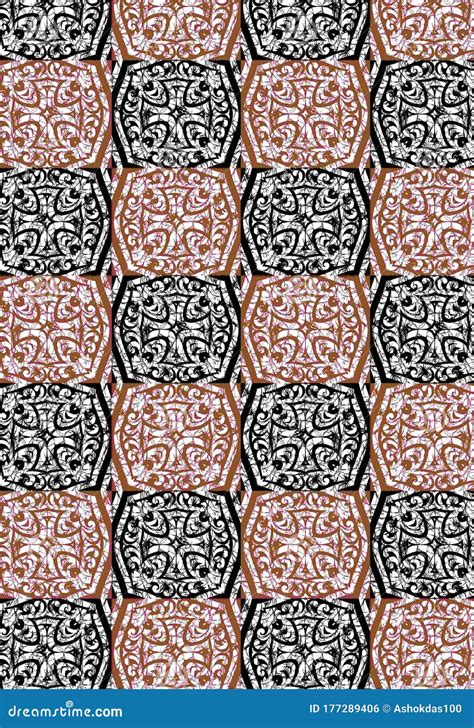 Textile Traditional Batik Allover Pattern Design Art For Fabric Stock