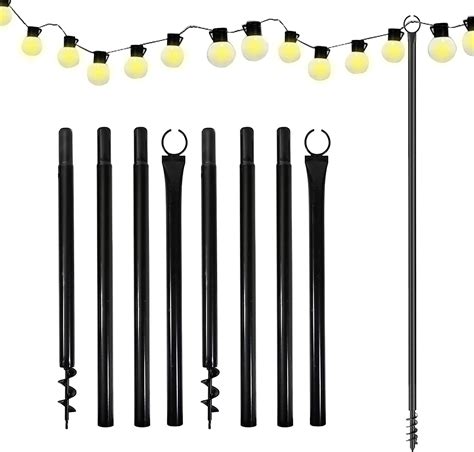 Maxant Outdoor String Lights Pole Heavy Duty String Light Poles 2Pcs 2