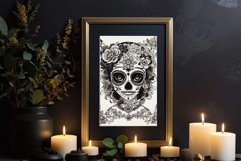 Sugar Skull Gothic Art Prints Set of 6, Digital Download, Dia De Los ...