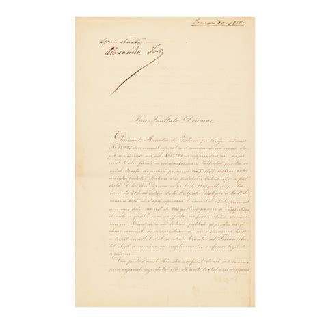 Document Semnat De Domnitorul Alexandru Ioan Cuza 1865