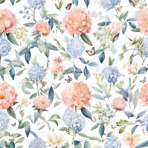 Premium AI Image Watercolor Flower Seamless Pattern