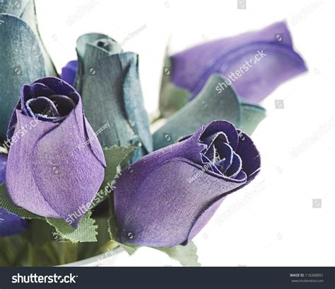 Purple And Blue Roses Against A White Background Stock Photo 118368091