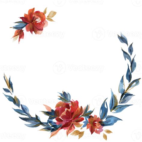 blue  orange roses wreath  country cottege trend  png