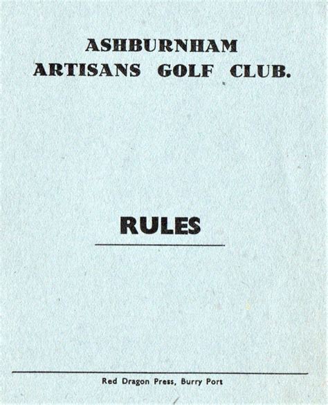 Ashburnham Golf Club Artisans Pembrey And Burry Port Heritage