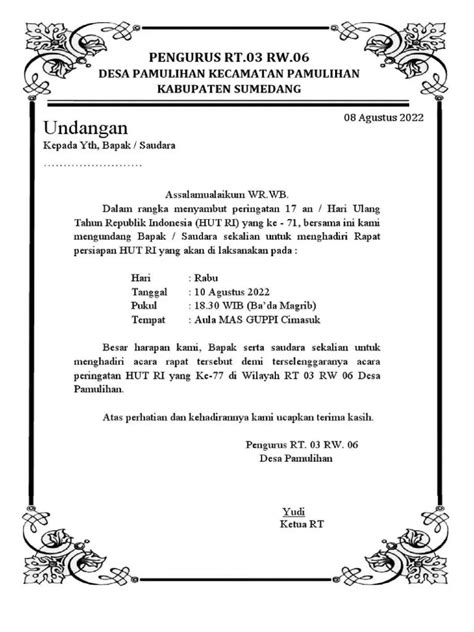 contoh surat undangan  agustus  warga