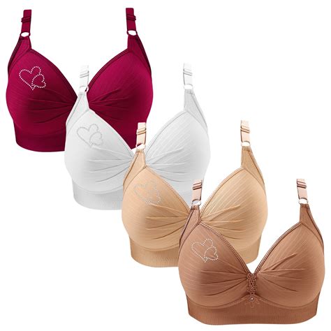 Aobny Pack Compression Bras For Women Red Plus Size Lift Bralette