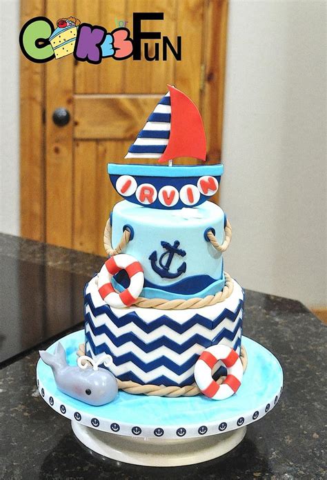 Sailor Themed First Birthday Decorated Cake By Cakes Cakesdecor