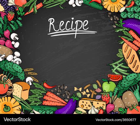 Food recipe background on black chalkboard Vector Image