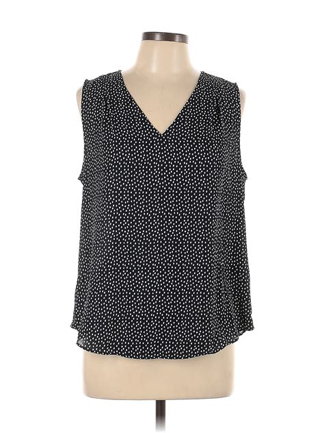 Banana Republic 100 Polyester Polka Dots Black Sleeveless Blouse Size