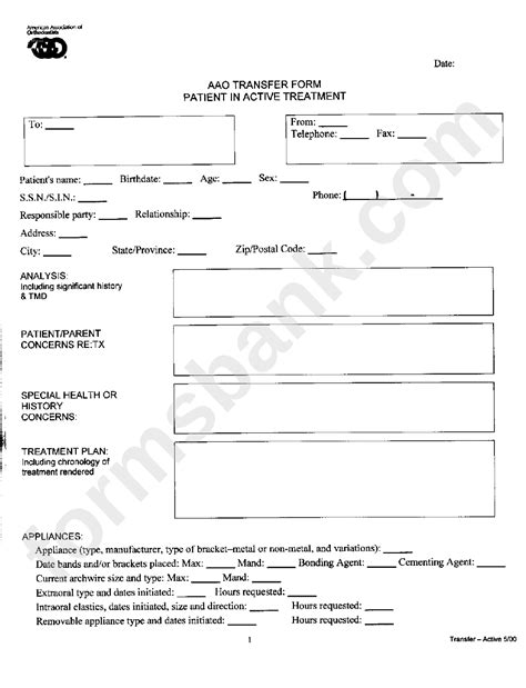 Free Printable Aao Transfer Form