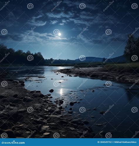 Moonbeam In River Landscape Stock Photo Image Of Moon Tranquil