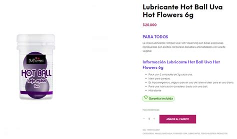 Lubricante Hot Ball Uva Hot Flowers G Divino Placer