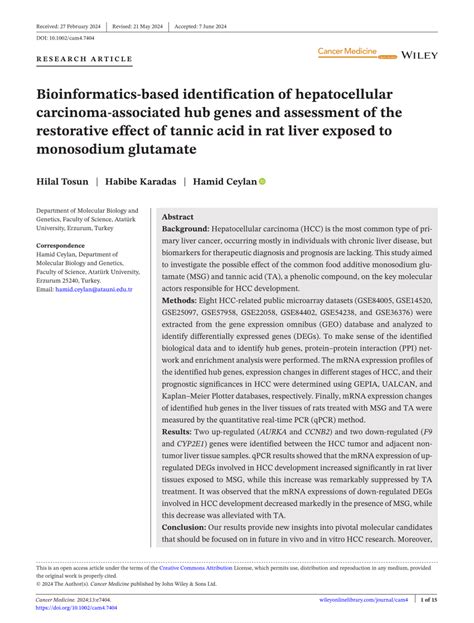 PDF Bioinformaticsbased Identification Of Hepatocellular Carcinoma