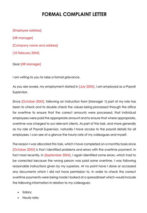 Examples Of Formal Complaint Letter 20 Free Templates