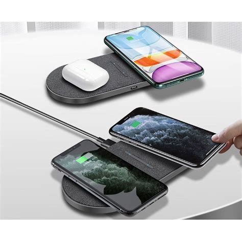 2 in 1 Dual Wireless Charger Fast Charging Pad For iPhone and Samsung-Grey | BIG W