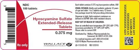 Hyoscyamine Sulfate Extended Release Tablets Pi