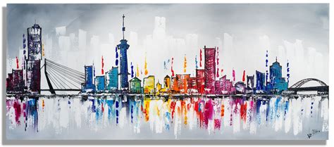 Xander Schilderij Skyline Rotterdam Kunst Beelden Skyline Malerei