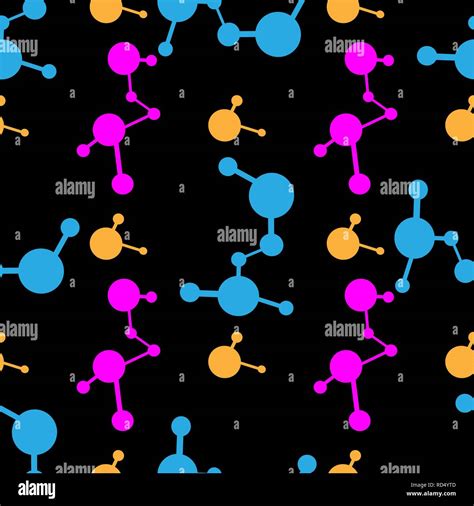 Colored Atomic Structure Molecular Model Seamless Pattern 10 Eps Stock