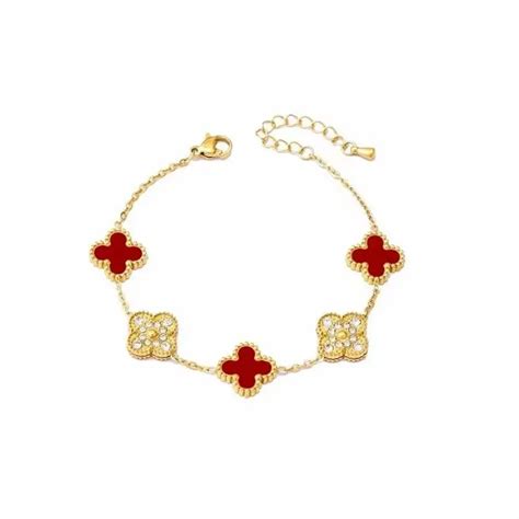 Fashion 18k Gold Plated Clover Bracelet For Women White Black Lucky