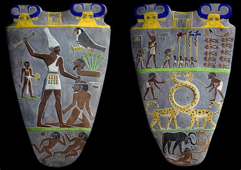 The Narmer Palette, Colorized by TyrannoNinja on DeviantArt