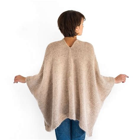 Hand Knitted Women S Poncho In Alpaca Poncho Sweater De Cape For