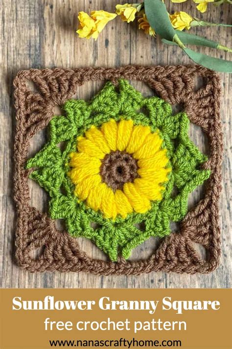 The Sunflower Granny Square Is A Free Crochet Pattern For A Puff