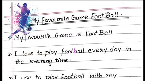 Essay On My Favourite Game Football Lines Essay On My Favourite