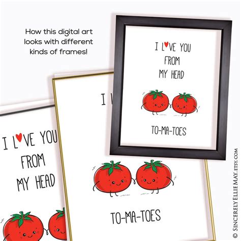 I Love You From My Head To Ma Toes Funny Food Pun Wall Art Etsy